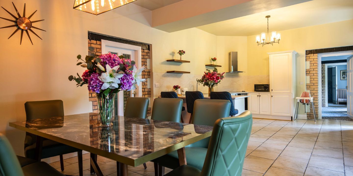 Kitchen table towards bedrooms